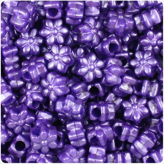 BeadTin Dark Purple Pearl 13mm Flower Pony Beads (250pcs)