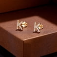 thumbnail image 2 of Turandoss 14K Gold Plated Initial Cz Stud Earrings for Teens Little Girls Daughter Childrens Hypoallergenic Jewelry Birthday Gifts for Women Kids, 2 of 9