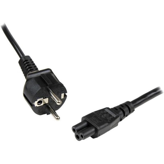 StarTech PXTNB3SEU2M 2 m 3 Prong Laptop Power Cord - Schuko CEE7 to C5 Clover Leaf Power Cable Lead