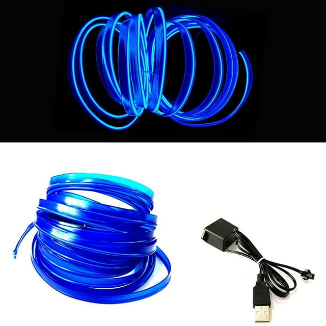 Neon Lights Glowing Wire/ El Wire Lamp Automotive Interior Car Decor Decorative DIY Decoration Strip Lights (5 Meter)