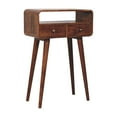 thumbnail image 4 of Artisan Furniture Solid Wood Mini Curved Honey Caramel Console Table with two drawers and 1 open slot, 4 of 10