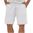thumbnail image 2 of Mens Shorts Athletic Drawstring Waist Cotton Linen Solid Color Casual with Pockets Short Pants White XXL, 2 of 6