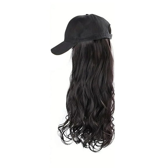 FSTDelivery Deep Wave Lace Front Wigs Human Hair, Wig Female Peaked Simulated Long Hair Big One Fashion Hat Wig 65cm, Human Hair Wigs for Black White and Elderly Women