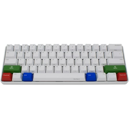 iKBC New Poker II Mechanical Keyboard with Cherry MX Blue Switch for Windows and Mac, 60% Computer Keyboards for Desktop and Laptop, PBT Keycaps, Macro Programming, DIP Switch, White Case,