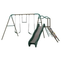 Lifetime Kid's Outdoor Climb & Slide Swing Set with Belt Swings and Trapeze Bar (91142)