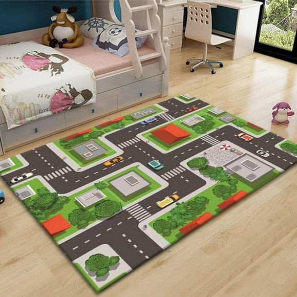 Kids Play Mat Rug Fun and Educational City Play Rug for Track Racing and Toys Kids Carpet Playmat Area Rug for Children Bedroom Play Room Nursery 31.5x20in