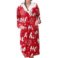 thumbnail image 1 of Women's Fleece Plush Robe Long Warm Plush Bathrobe Loungewear Jacket Printed Comfort Robe, 1 of 5
