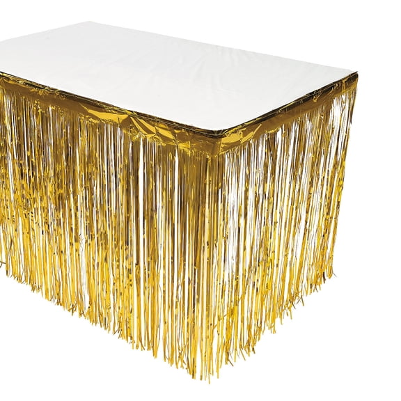 Gold Metallic Fringe Tableskirt - Party Supplies - 1 Piece