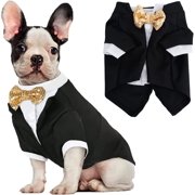 Dog Tuxedo, Formal Dog Clothes Shirt Costume Wedding Attire Party Bow Tie Suit, Dog Outfit for Small Medium Large Dogs Cats, Halloween Pet Costumes Birthday Puppy Clothing Christmas Apparel (XS)