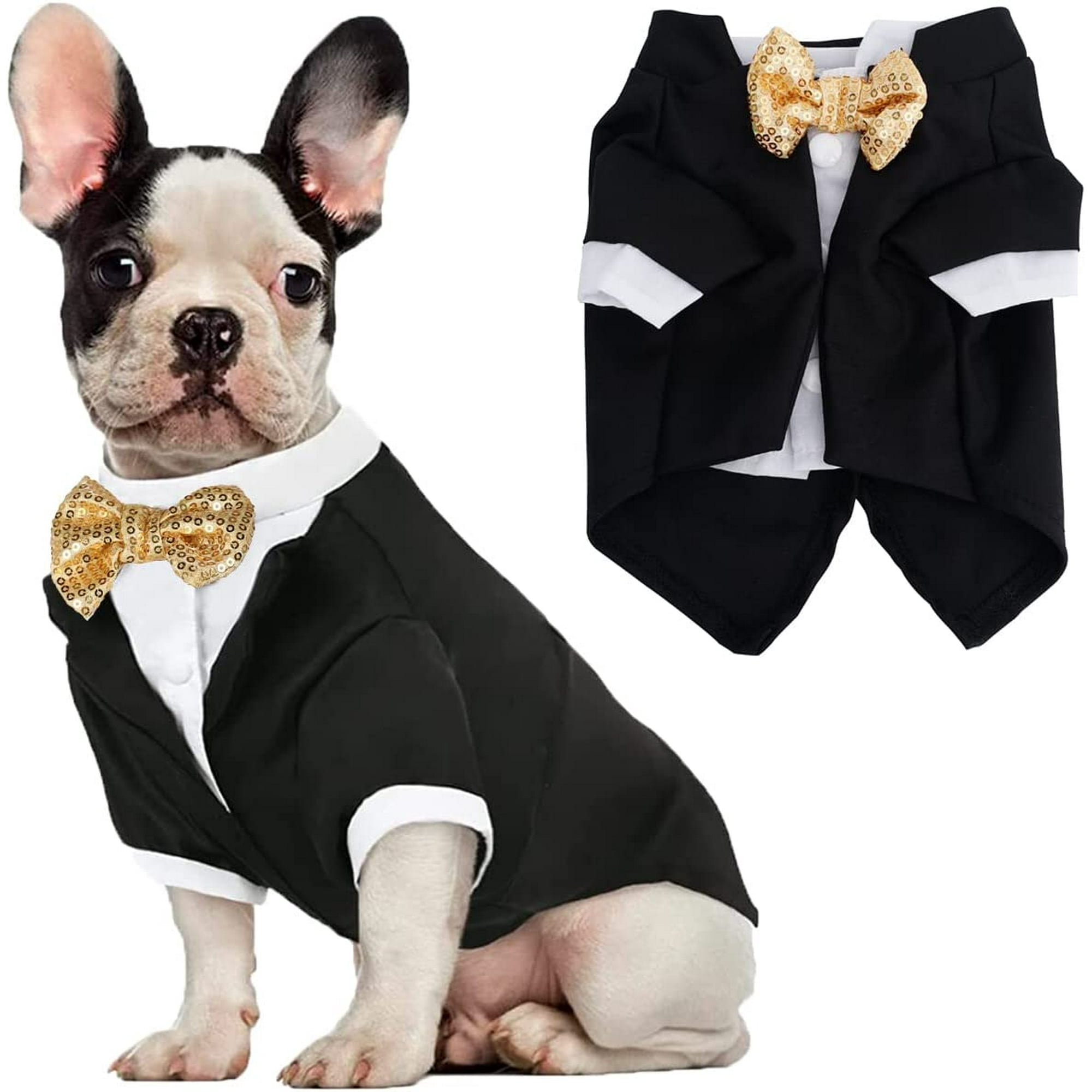 Formal Dog Clothes Shirt Costume Wedding Attire Party Bow Tie Suit Dog Outfit for Small Medium Large Dogs Cats Halloween Pet Costumes Birthday Puppy Clothing Christmas Apparel M Walmart