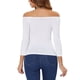 thumbnail image 3 of INSPIRAR CHIC Blusas de Fiesta de Mujer con Hombros Descubiertos y Mangas 3/4 S Blancas, 3 of 6