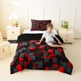 thumbnail image 4 of Homewish 3D Plaid Print Twin Comforter Sets,Black Red Bedding Set,Black Reversible,2 Pieces,1 Comforter and 1 Pillowcase, 4 of 7