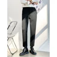 thumbnail image 5 of Pantalones de traje de talla grande para hombre, pantalones de verano rectos recortados de 9 pulgadas, tela elegante y con estilo, muchas reseñas coreanas de vestidos 2024, 5 of 5