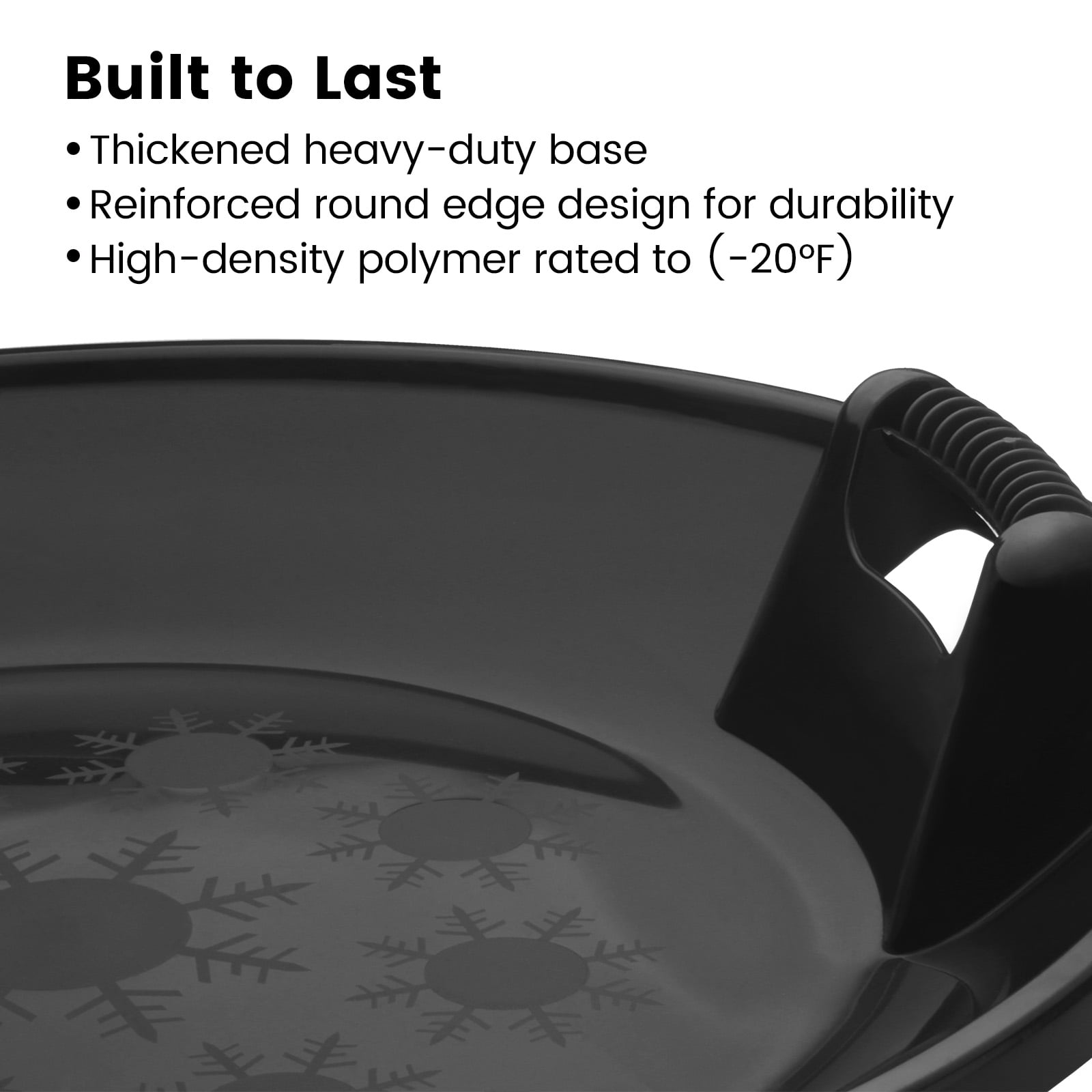 Gamexcel Round Flying Saucer Disc Racer Snow Sled Toboggan, for Ages 4 and Up, 25 Inch Diameter, Black