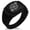 Black, variant on Stainless Steel Nautical Floral Rose Compass CZ Ribbed Needle Stripe Pattern Biker Style Polished Ring