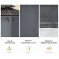 thumbnail image 4 of Outsunny Patio Gazebo 12' x 10', Netting & Curtains, 2 Tier Double Vented Steel Roof, Hardtop, Ceiling Hooks, Rust Proof Aluminum, Gray, 4 of 9