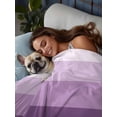 thumbnail image 3 of Purple Ombre California King Size Flat Sheet, Wrinkleproof & Fadeproof Cooling Flat Bed Sheet Only, Modern Abstract Art Farmhouse Striped Breathable Soft Bedding Top Sheets 108 x 98 Inches, 3 of 8