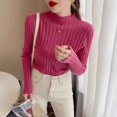 thumbnail image 2 of TRUBKH Fall Outfits for Women Scoop Neck Long Sleeve Tunic Tops Blouse Breathable Tops Flowy Top Fall Sweaters Lightweight Sweater Wool Blend Fall Clothes Pink One Size, 2 of 4
