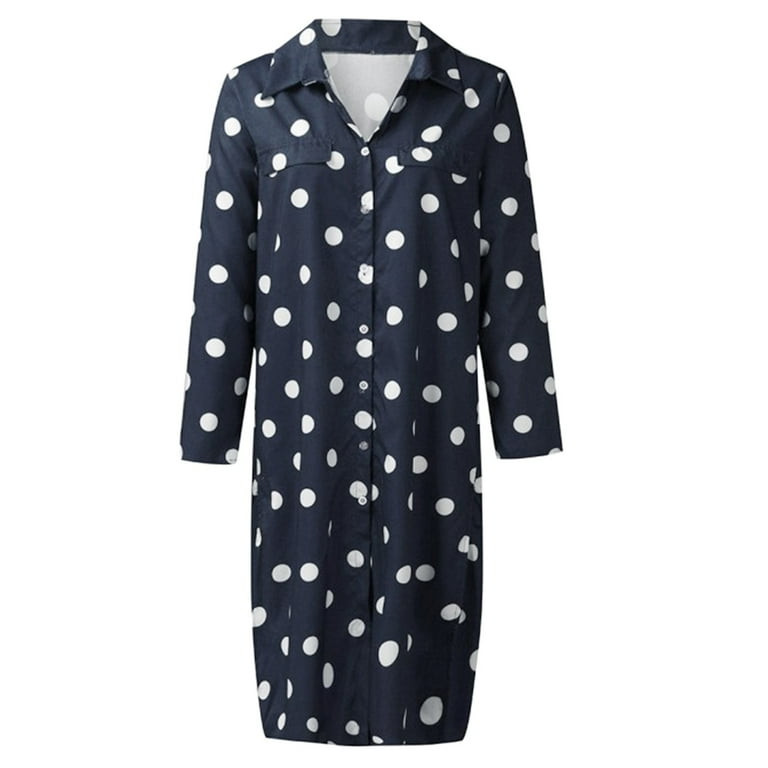 MPWEGNP Women's Polka Dot Long Sleeve Polka Dot Print Maxi Dress
