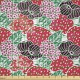 thumbnail image 2 of Ambesonne Raspberry Fabric by the Yard Microfiber, Strawberries and Figs, 1 Yard, Dark Coral and Eggplant, 2 of 2