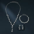 thumbnail image 4 of Sdmnsg-T Elegant Bridal Necklace Earrings Bracelets Leaves Shape Wedding Prom Dress Accessories Rhinestones Jewelry Sets for Bride Bridesmaid, 4 of 18