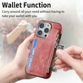thumbnail image 2 of for iPhone 13 Pro Zipper Wallet Case with Card Holder, Back Flip Folio PU Leather Card Slots Case for Men Women, Magnetic Wireless Charging Shockproof Cover for iPhone 13 Pro 6.1", Pink, 2 of 13