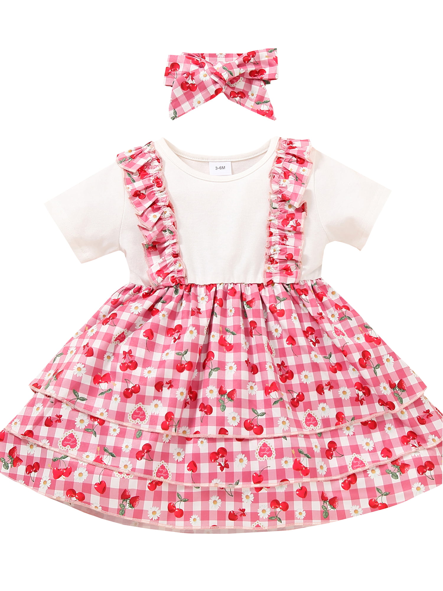Toddler Baby Kids Girls Merry Christmas Print Princess Dress+Hairband Outfits UK