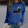 thumbnail image 2 of Womens Sweatshirt Winter Christmas Dog Printed Long Sleeve Crew Neck Pullover Tops Regular Casual Cozy Soft Loose Fall Women's Sweatshirts Blue M, 2 of 7