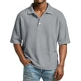 thumbnail image 2 of Domuza Polo Shirts for Men Short Sleeve Slim Fit Golf Shirt Casual Collared Shirt Textured Knit Tops Workout Shirts Gray M, 2 of 8