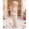thumbnail image 3 of Toddler Baby Girl Clothes 3T Girl Fall Outfits 4T Girls Ruffle Long Sleeve Peter-pan Collar Plaid Top Pants 2PCS Set Khaki, 3 of 6