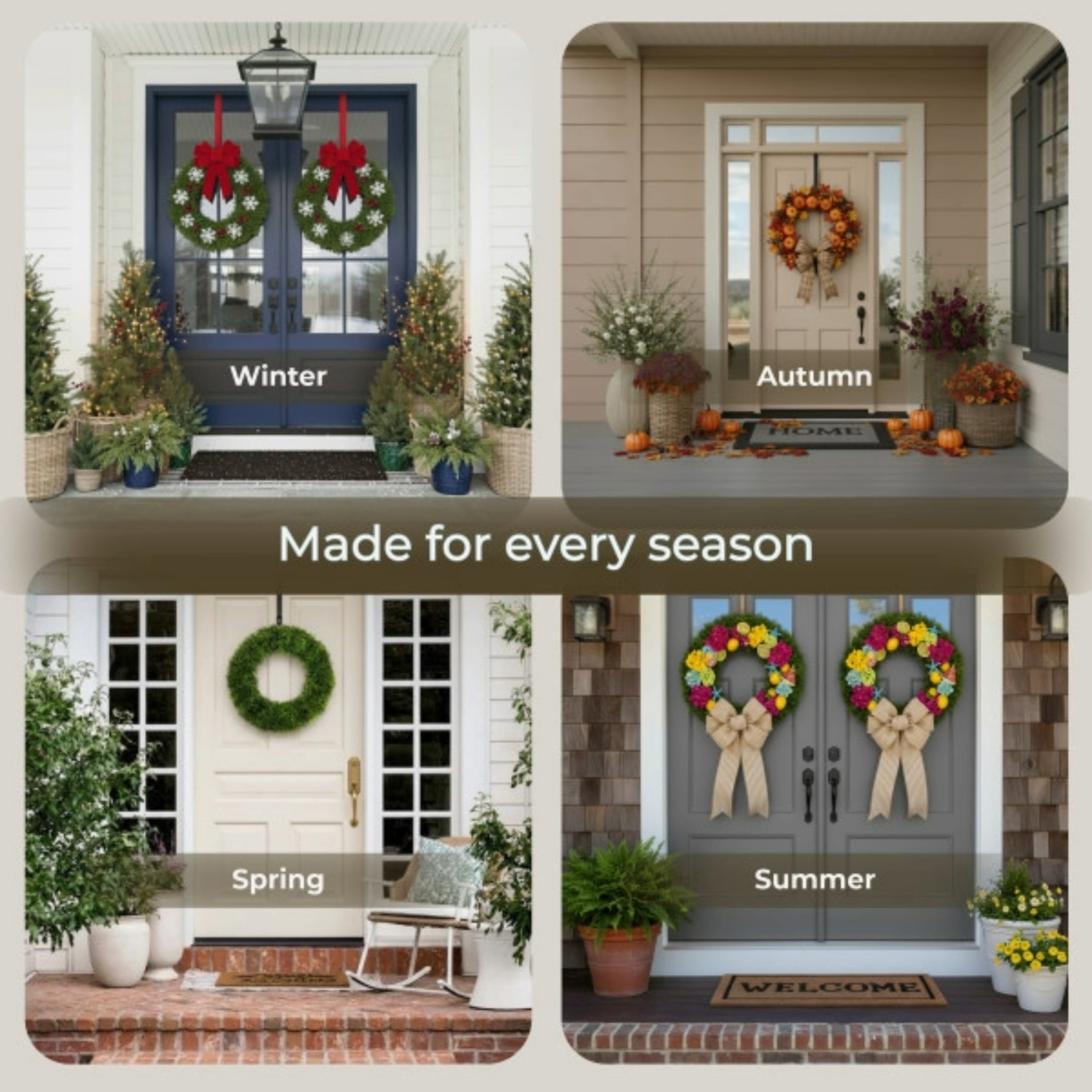 Pure Garden Set of Two 20-Inch Indoor/Outdoor Artificial Foxtail Wreaths