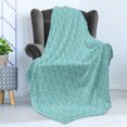 thumbnail image 4 of Geometric Soft Flannel Fleece Blanket, Geometry Inspired Grungy Design Triangular Pattern with Rectangles, Cozy Plush for Indoor and Outdoor Use, 70" x 90", Turquoise and Champagne, by Ambesonne, 4 of 5