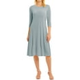 thumbnail image 4 of Nlife Women 3/4 Sleeve Round Neck Swing Midi Dress,L, 4 of 10
