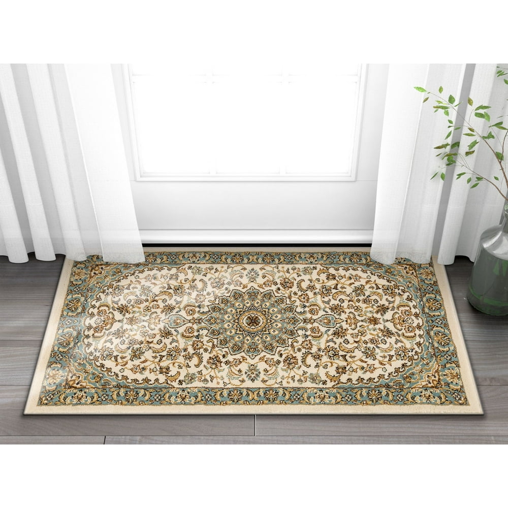 Sultan Medallion Ivory / Blue Oriental 2x4 (2'3" x 3'11") Area Rug