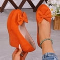 thumbnail image 2 of Orange Womens Block Heel Shoes Round Toe High Heel Thick Sole Comfortable Non Slip Soft Sole Bow Durable Lightweight Breathable All Day Walking Use, 2 of 8
