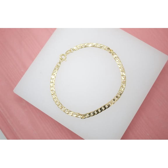 18K Gold Filled Cuban Link 3mm Chain Bracelet (I273)