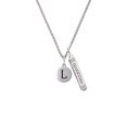 thumbnail image 2 of Delight Jewelry Silvertone Capital Letter - L - Pebble Disc - Silvertone Guardian Angel Bar Charm Necklace, 23", 2 of 4