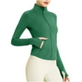 thumbnail image 2 of LOVZFMLL Vestes pour Femmes Col Rond Couleur Unie Ample Décontracté Sport Anti-Soleil Veste/veste à Manches Longues de Sport à Manches Longues à Capuche Veste/veste Décontractée, 2 of 6