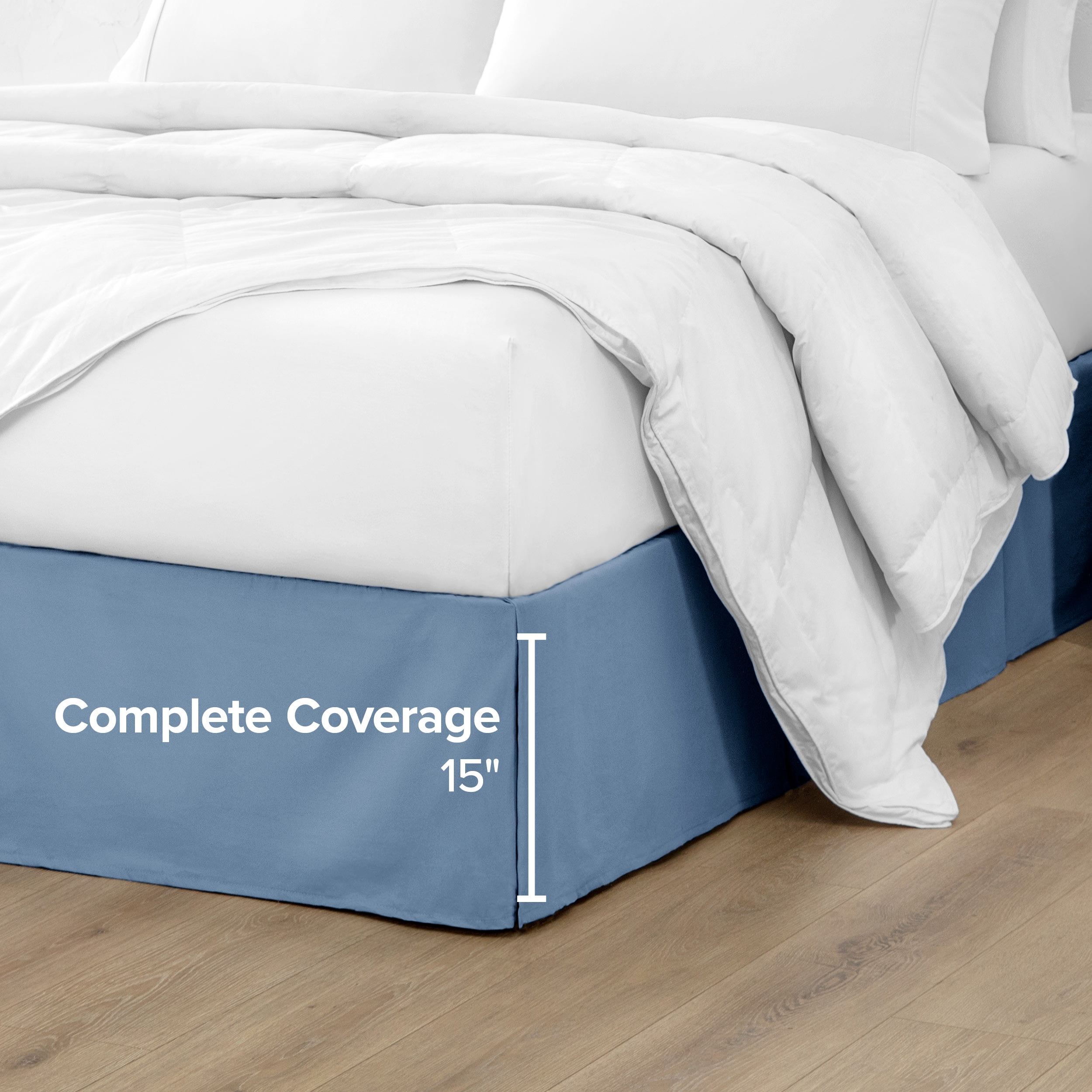 Bare Home Double Brushed Bed Skirt - Premium 1800 Collection - 15-inch Drop - Twin XL, Coronet Blue