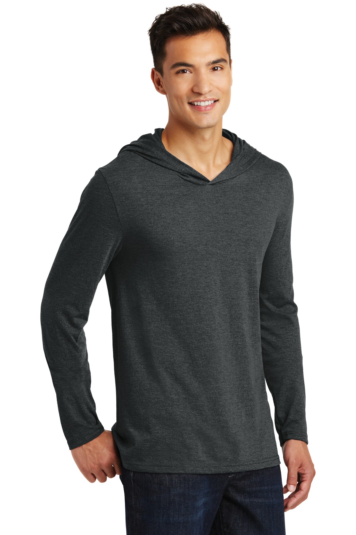 District Made Mens Perfect Tri Long Sleeve Hoodie-S (Black Frost) - image 4 of 6