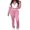 Pink, variant on Unir Women Casual 2 Piece Sweatsuit, Brushed Polyester Color Block Zip Crop Top & Stretch Slim Jogger Pants Comfort Daily Outfit S-XXL True To Size