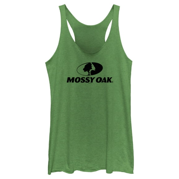 Women's Mossy Oak Black Classic Logo  Racerback Tank Top Envy Green X Large