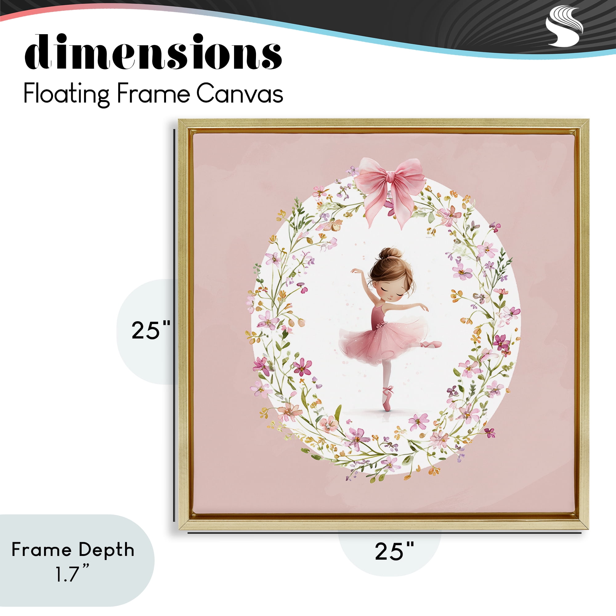 Stupell Industries Ballet Dancing Princess Gold Framed Floater Canvas Wall Art, design by Christine Simpson Art