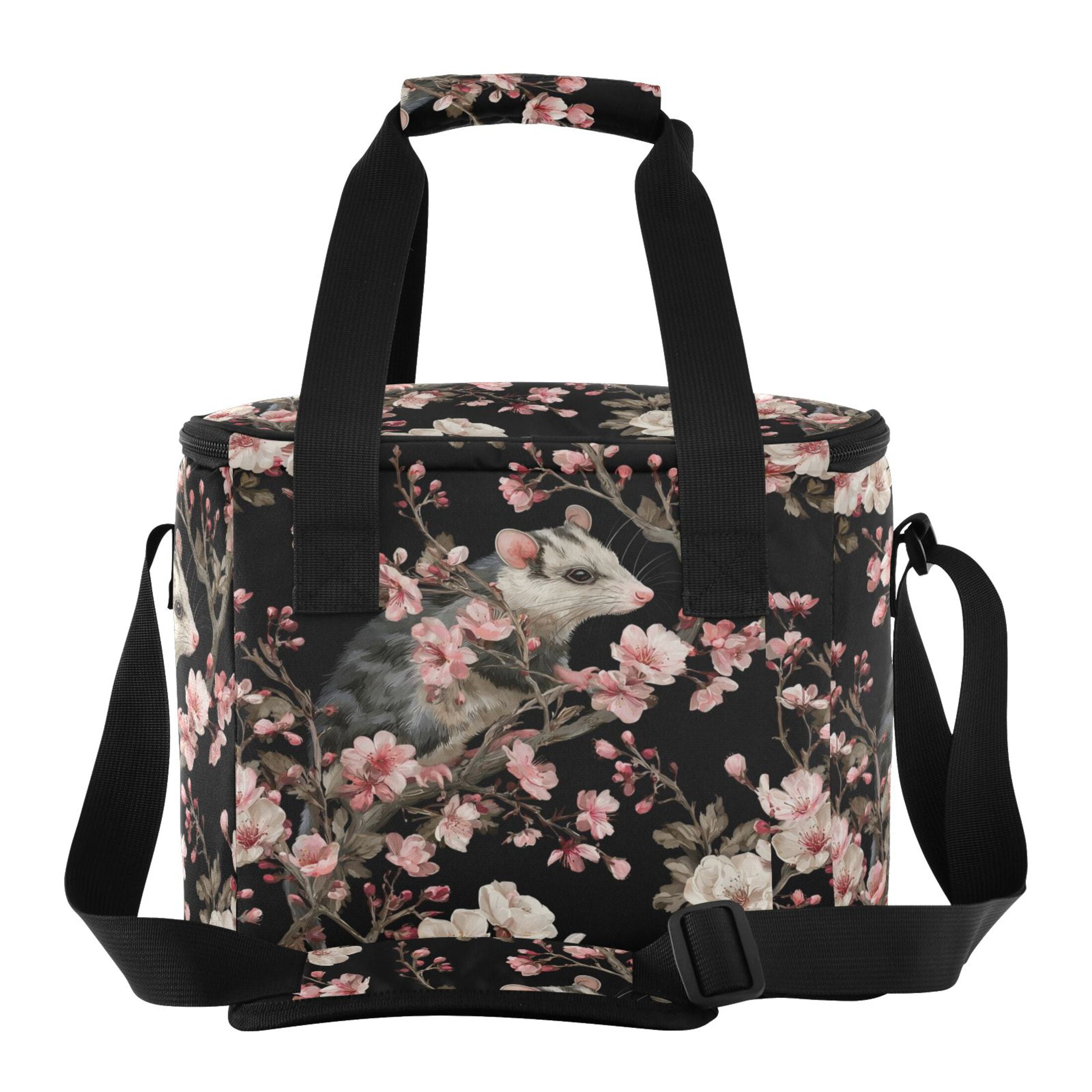 Insulated Cooler Bag with Multiple Pockets Lightweight Lunch Box Tote for Travel Beach Camping Office Watercolor Opossum Pattern