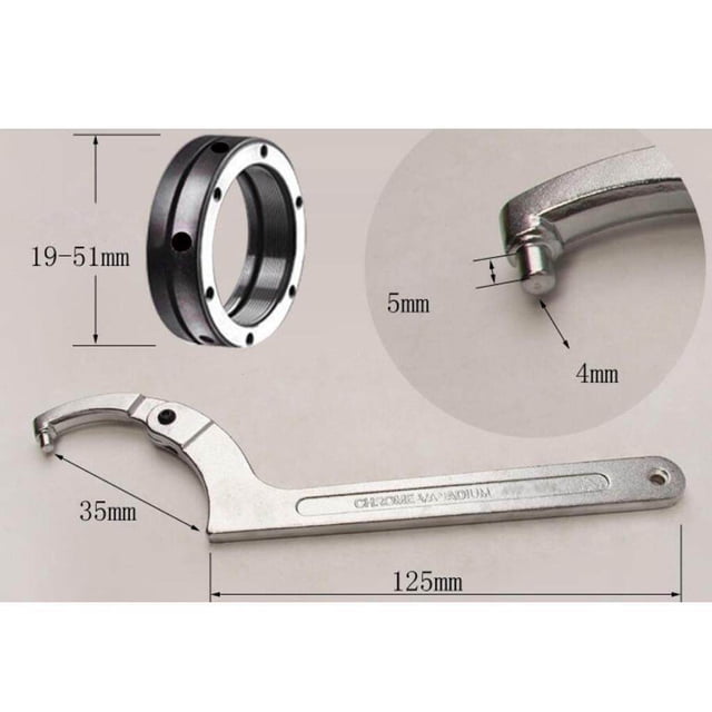 Maoww Chrome Vanadium Clé à Crochet Outil 115-170mm Tête Ronde