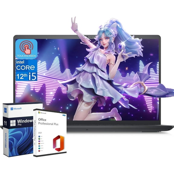 Dell Inspiron 15 3520 Business Laptop - with Microsoft Office Lifetime License, 15.6" FHD Touchscreen, Intel Core i5-1235U, 32GB RAM, 2TB SSD, HD Webcam, Wi-Fi, Windows 11 Pro