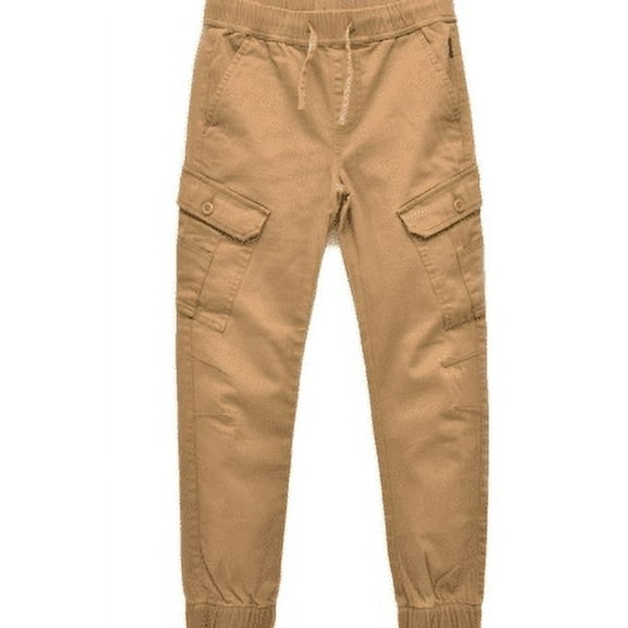 Ring of Fire Big Boys Cayden Slanted Cargo Stretch Jogger Pants - Khaki, S