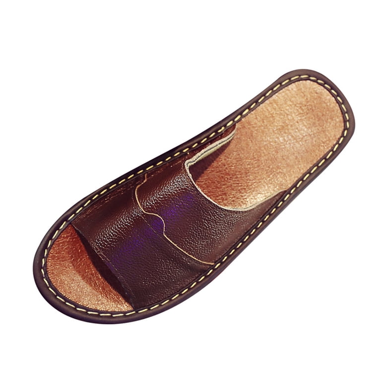 HaoXianJian Men's Leather Slides Open Toe Outdoor Slippers Sandals for Men  2025 Comfortable Arch Support Retro Casual Flip Flops Summer Fisherman Slip  On Sandals for Men - Walmart.com
