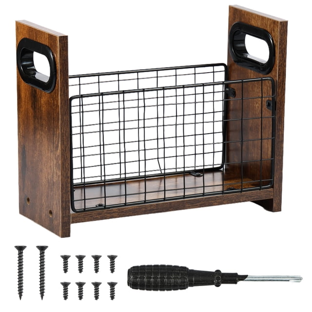 Revistero de Metal y Madera, Organizador de Archivos Práctico, Ahorrador de Espacio, Cesta de Almacenamiento de Archivos para Oficina en Casa, Recámara, Sala de Estar