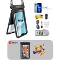 thumbnail image 3 of TJS [2 Pack] Up to 7" Double Space Waterproof Phone Pouch Bag with Lanyard, IPX8 Waterproof Cellphone Dry Bag Case for iPhone 15 Pro Max 14 Pro 13 12 Galaxy S23 Ultra S22 Series (Black+Black), 3 of 6